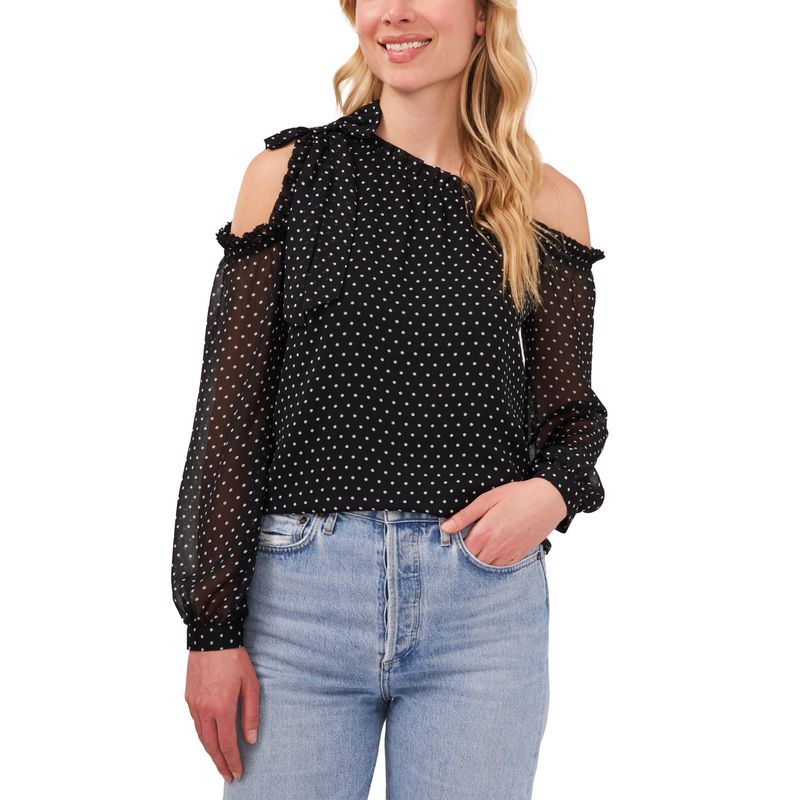 Cece Petite Cold Shoulder Bow Blouse